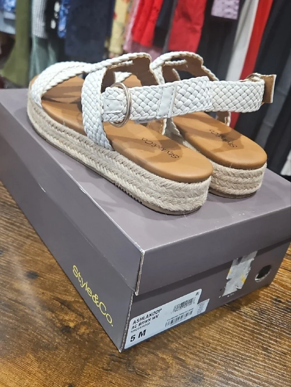 Style & Co. White Braided Espadrille Platform Sandals